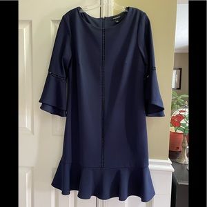 Roz & Ali Navy Blue Dress with Bell Sleeves